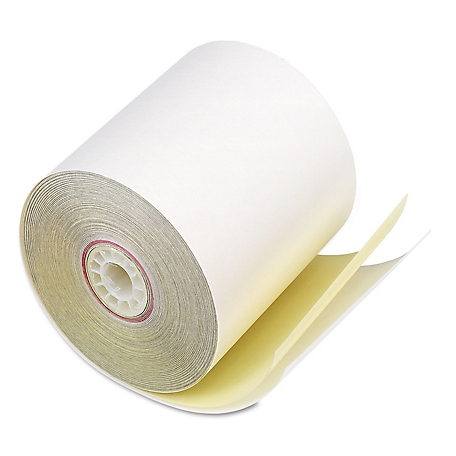 Iconex Impact Printing Carbonless Paper Rolls, 3 in. x 90 ft., White/Canary