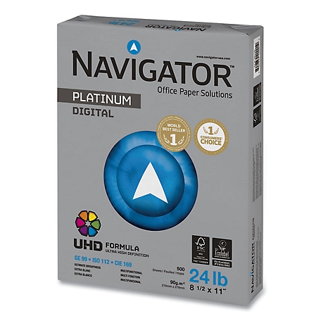 Navigator Platinum Paper, 99 Brightness, 24 lb., 8.5 in. x 11 in., White, 500 Sheets/Carton, 10 Reams/Carton