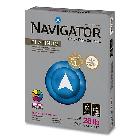 Navigator Platinum Paper, 99 Brightness, 28 lb., 8.5 in. x 11 in., White, 500 pk.