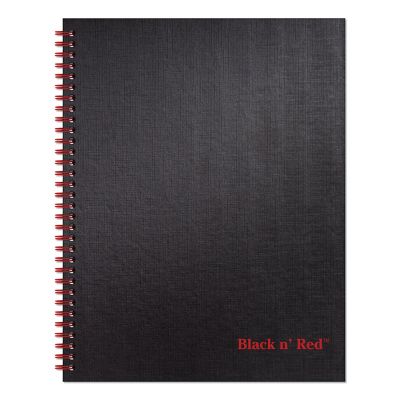 Black N' Red Twin Wire Hardcover Business Notebook, Wide/Legal Rule, Black Cover, Perf, 70 pk.