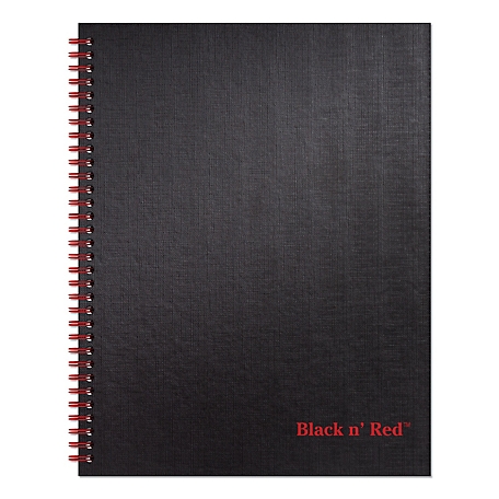 Black N' Red Twin Wire Hardcover Business Notebook, Wide/Legal Rule, Black Cover, Perf, 70 pk.