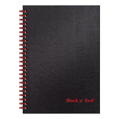 Black N' Red Twin Wire Hardcover Business Notebook, Wide/Legal Rule, Black Cover, 70-Pack