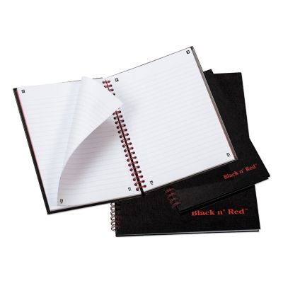 Image showing  Twin Wire Hardcover Business Notebook, Wide/Legal Rule, Black Cover, 70-Pack