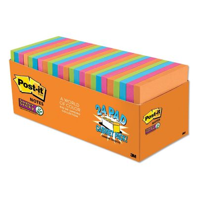 Post-it Notes Super Sticky Note Pads in Rio de Janeiro Colors, 3 in. x 3 in., 70 Sheets, 24 pk.