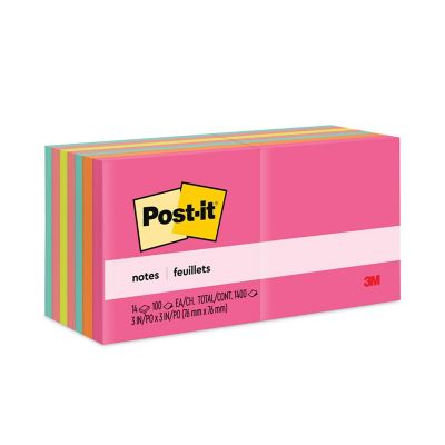Post-it Notes Original Note Pads in Cape Town Colors, 3 in. x 3 in., 100 Sheets, 14-Pack