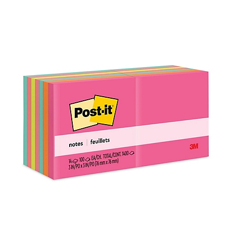 Post-it Notes Original Note Pads in Cape Town Colors, 3 in. x 3 in., 100 Sheets, 14 pk.