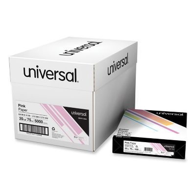 Universal Deluxe Colored Paper, 20 lb., 8.5 in. x 11 in., Pink, 500-Pack