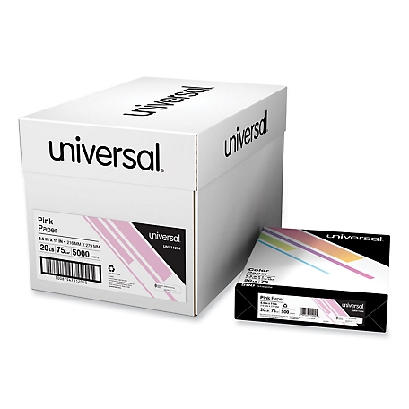Universal Deluxe Colored Paper, 20 lb., 8.5 in. x 11 in., Pink, 500 Sheets