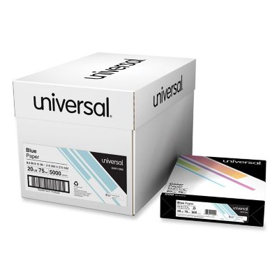 Universal Deluxe Colored Paper, 20 lb., 8.5 in. x 11 in., Blue, 500-Pack