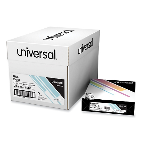 Universal Deluxe Colored Paper, 20 lb., 8.5 in. x 11 in., Blue, 500 Sheets/Carton