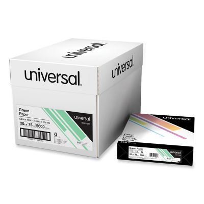 Universal Deluxe Colored Paper, 20 lb., 8.5 in. x 11 in., Green, 500 Sheets/Carton