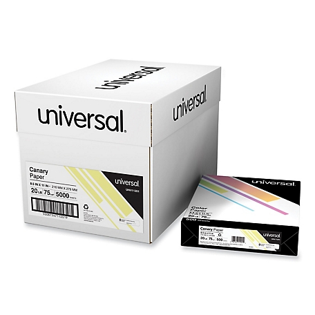 Universal Deluxe Colored Paper, 20 lb., 8.5 in. x 11 in., Canary Yellow, 500 Sheets/Carton