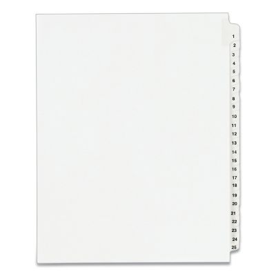 Avery Preprinted Legal Exhibit Side Tab Index Dividers, Avery Style, 25-Tab, 11 in. x 8.5 in., White