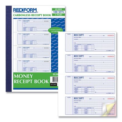 Image showing  Money Receipt Book for Home Office, 7 x 2 3/4 in.