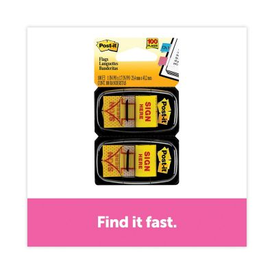 Image showing  Arrow Message Page Flags, 1 in., Sign Here, 50 Flags Per Dispenser, 2-Pack