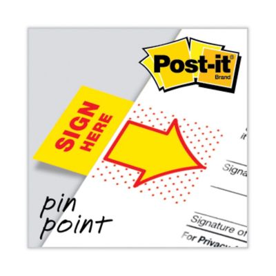 Image showing 6 th Post-it Flags Arrow Message Page Flags, 1 in., Sign Here, 50 Flags Per Dispenser, 2-Pack