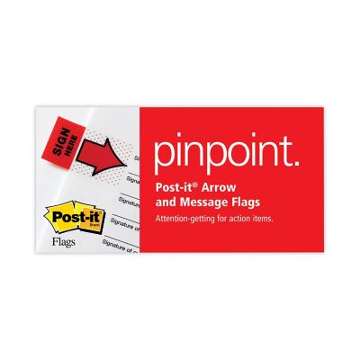 Image showing 8 th Post-it Flags Arrow Message Page Flags, 1 in., Sign Here, 50 Flags Per Dispenser, 2-Pack