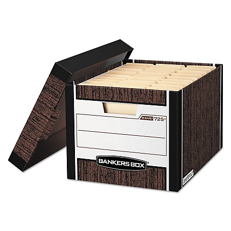 Bankers Box R-Kive Heavy-Duty Filing Storage Boxes, Letter/Legal Files, 12.75 in. x 16.5 in. x 10.38 in., Brown, 12-Pack