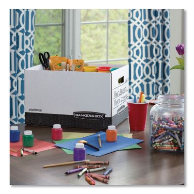 Image showing  R-Kive Heavy-Duty Filing Storage Boxes, Letter/Legal Files, 12.75 in. x 16.5 in. x 10.38 in., Brown, 12-Pack