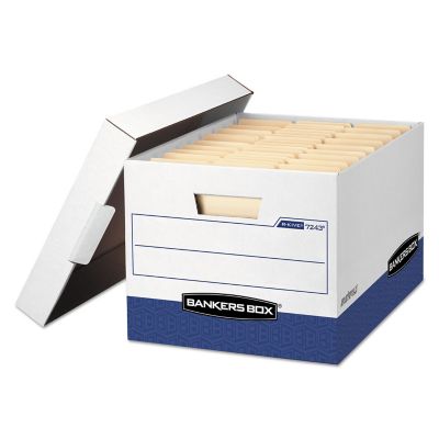 Bankers Box R-Kive Heavy-Duty Filing Storage Boxes, Letter/Legal Files, 12.75 in. x 16.5 in. x 10.38 in., White, 12-Pack