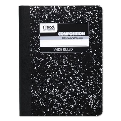 Mead Composition Book, Wide/Legal Rule, Black Cover, 9.75 in. x 7.5 in., 100 Sheets