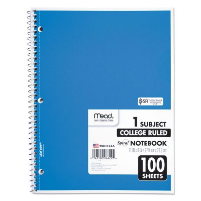 Image showing  Spiral Notebook, 1 Subject, Medium/College Rule, Assorted, 11 in. x 8 in., 100 Sheets