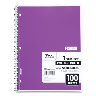 Image showing  Spiral Notebook, 1 Subject, Medium/College Rule, Assorted, 11 in. x 8 in., 100 Sheets
