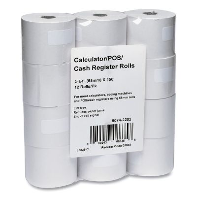 Iconex Impact Bond Paper Rolls, 2.25 in. x 150 ft., White, 12-Pack