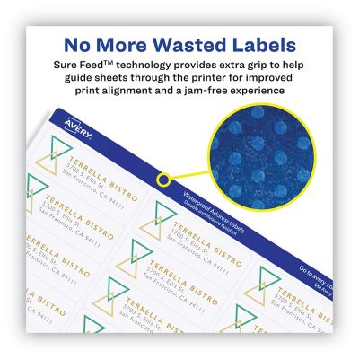 Image showing  Waterproof Address Labels with TrueBlock and Sure Feed Technology, 1 in. x 2.63 in., White, 50-Pack