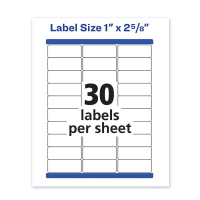 Image showing 6 th Avery Waterproof Address Labels with TrueBlock and Sure Feed Technology, 1 in. x 2.63 in., White, 50-Pack