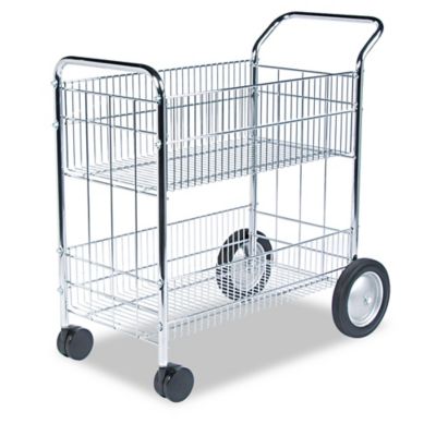 Fellowes Wire Mail Cart, 21.5 in. W x 37.5 in. D x 39.25 in. H, Chrome