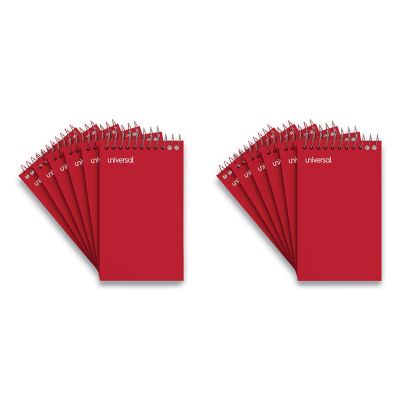 Universal Wirebound Memo Books, Narrow Rule, 3 x 5in., White, 50 Sheets, 12-Pack
