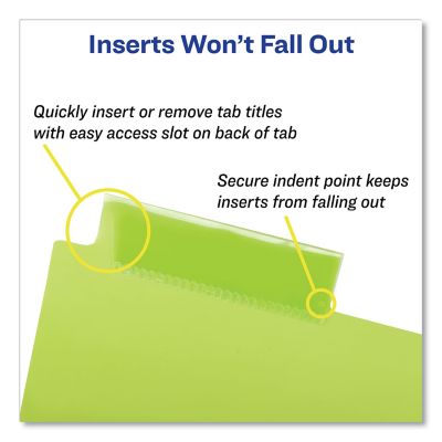 Image showing  1-Pocket Insertable Big Tab Plastic Dividers, 8-Tab, 11.13 in. x 9.25 in., Assorted