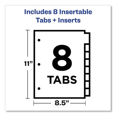 Image showing  1-Pocket Insertable Big Tab Plastic Dividers, 8-Tab, 11.13 in. x 9.25 in., Assorted
