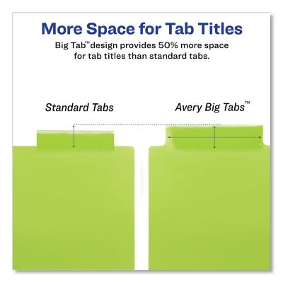 Image showing  2-Pocket Insertable Big Tab Plastic Dividers, 8-Tab, 11.13 in. x 9.25 in., Assorted