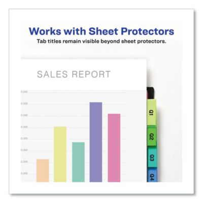 Image showing 9 th Avery 2-Pocket Insertable Big Tab Plastic Dividers, 8-Tab, 11.13 in. x 9.25 in., Assorted