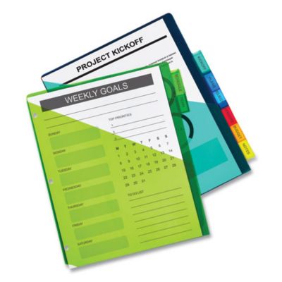 Image showing 10 th Avery 2-Pocket Insertable Big Tab Plastic Dividers, 8-Tab, 11.13 in. x 9.25 in., Assorted