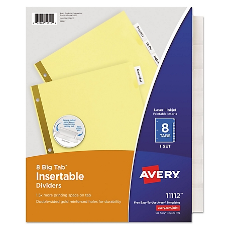 Avery Insertable Big Tab Dividers, 8-Tab, Letter Size, Clear