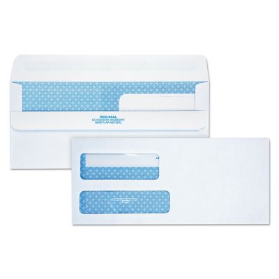 Quality Park Double Window Redi-Seal Security-Tinted Envelopes, Commercial Flap, 3.88 in. x 8.88 in., White