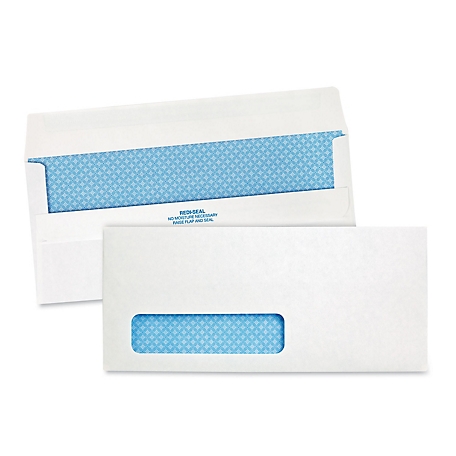 Quality Park Redi-Seal Envelopes, Windowed, Commercial Flap, 4.13 in. x 9.5 in., White