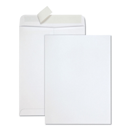 Quality Park Redi-Strip Catalog Envelopes, Cheese Blade Flap, 9 in. x 12 in., White