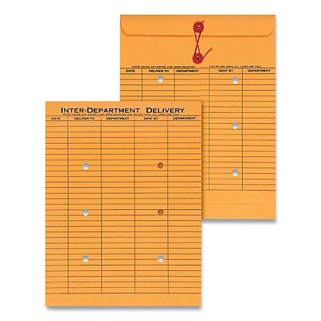 Universal String and Button Interoffice Envelopes, #97, 2-Sided 5-Column, 10 in. x 13 in., Light Brown Kraft, 100 pk.