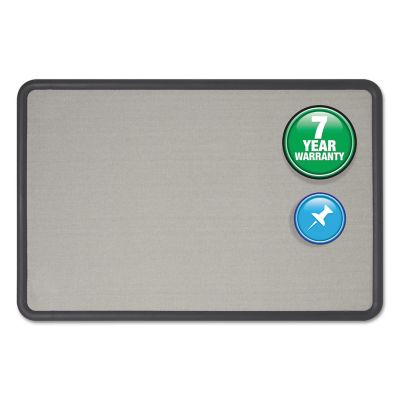 Quartet Contour Fabric Bulletin Board, 36 in. x 24 in., Gray Surface, Black Plastic Frame