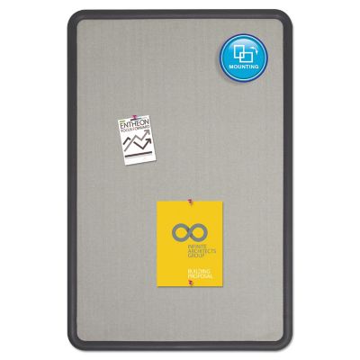 Image showing  Contour Fabric Bulletin Board, 36 in. x 24 in., Gray Surface, Black Plastic Frame