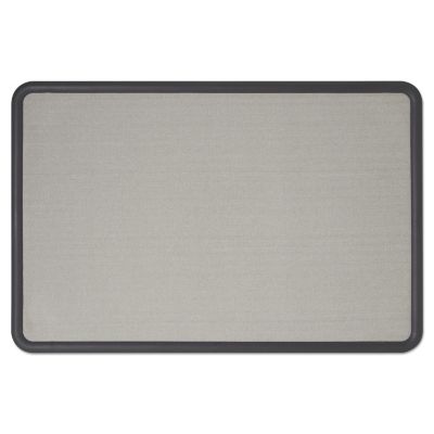 Image showing 6 th Quartet Contour Fabric Bulletin Board, 36 in. x 24 in., Gray Surface, Black Plastic Frame