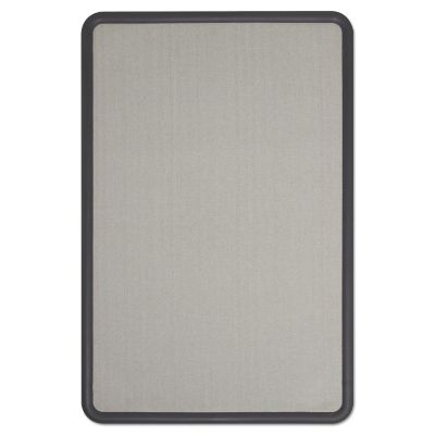 Image showing 7 th Quartet Contour Fabric Bulletin Board, 36 in. x 24 in., Gray Surface, Black Plastic Frame