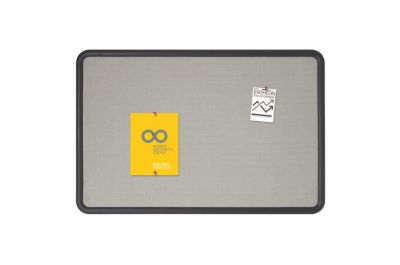 Image showing 9 th Quartet Contour Fabric Bulletin Board, 36 in. x 24 in., Gray Surface, Black Plastic Frame