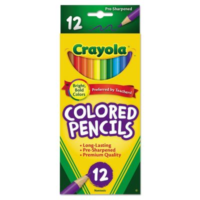Crayola Long-Length Colored Pencil Set, 3.3 mm, 2B (#1), Assorted Lead/Barrel Colors, 12-Pack