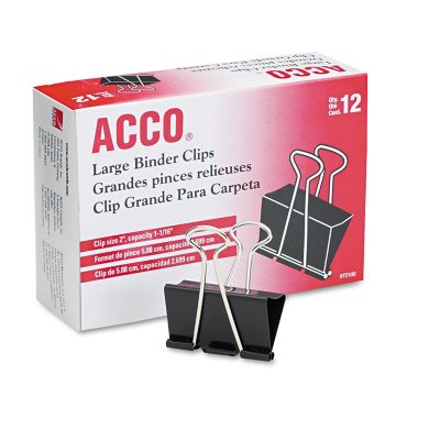 ACCO Binder Clips, Large, Black/Silver, 12-Pack