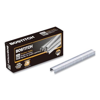 Bostitch B8 Powercrown Premium Staples, 0.25 in. Leg, 0.5 in. Crown, Steel, 5,000 per Box